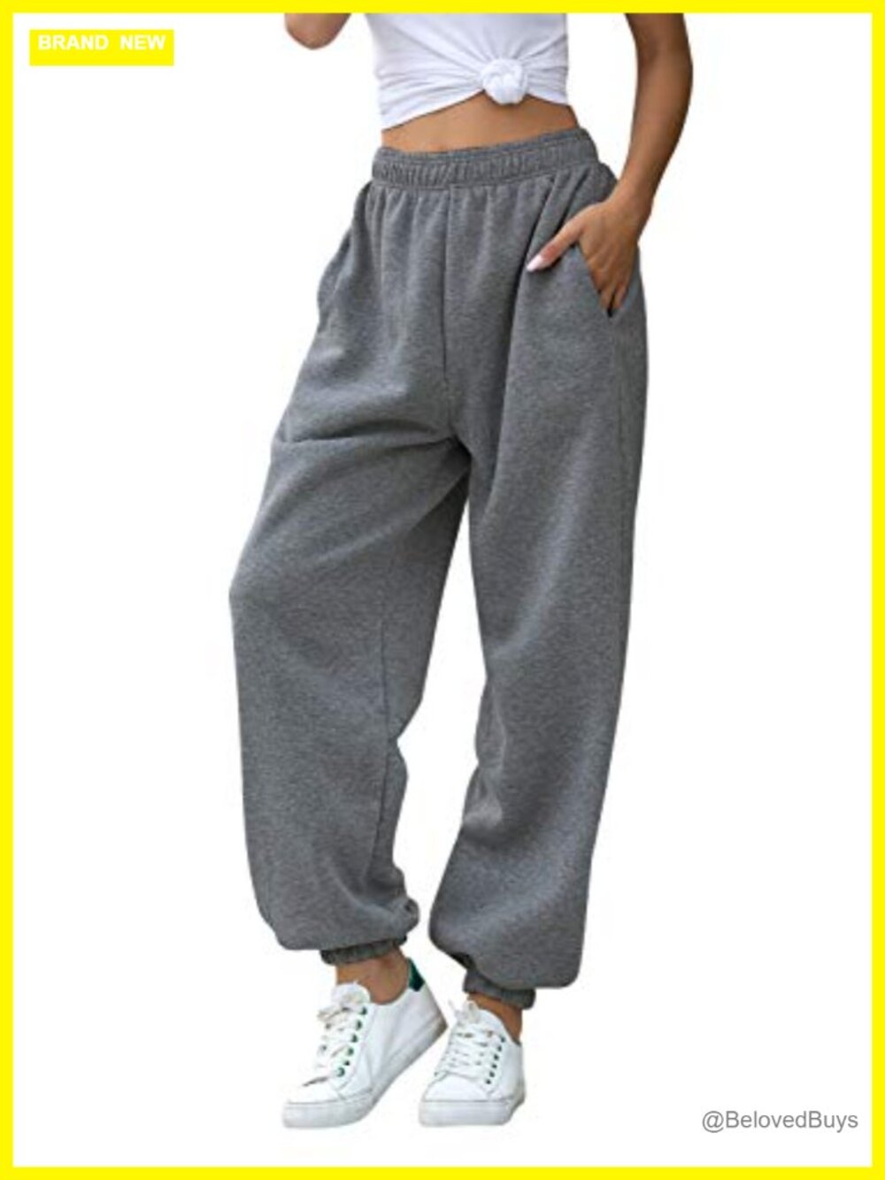 High Waisted Fleece Cotton Sweatpants Baggy Jogger Lounge Pants